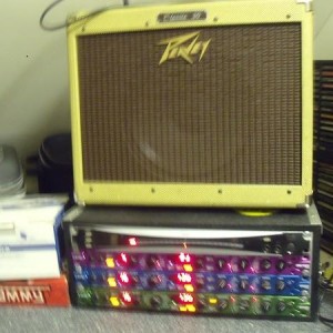 Peavey Classic 30; Line 6 fx; Korg tuner