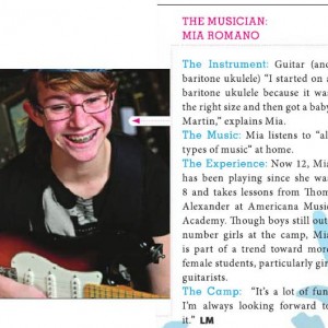 Mia in a local Magazine about Rock Camp over the summer