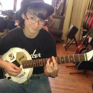 Funky guitar that actually has a built in amp, she ended up getting this with her own money.