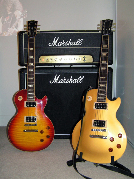 Guitars:
'07 Gibson Classic Antique - Heritage Cherry Sunburst
'08 Gibson Slash Signature - GoldTop
'05 Takamine G Series Jumbo EG523SC 
'80 Epiph